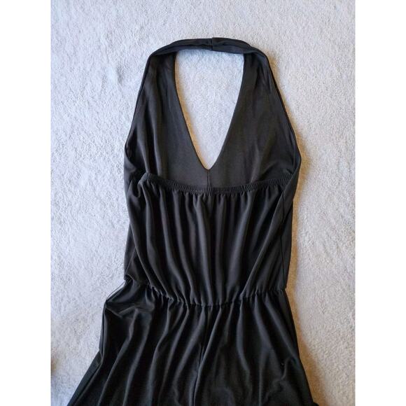Contempo Casuals Halter Top Romper Jumpsuit Sz Small Black Wide Leg VTG 90s - Picture 6 of 8